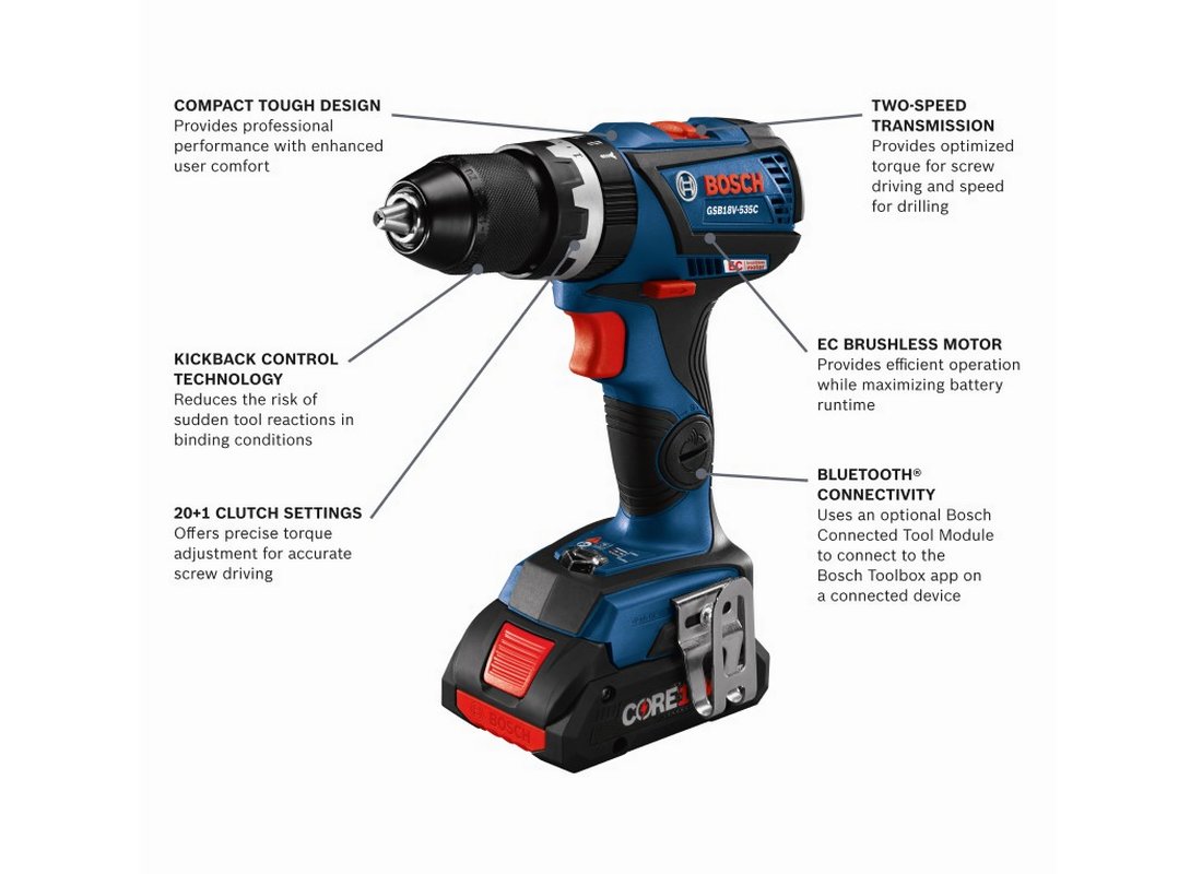 18V 6-Tool Combo Kit with Two-In-One Bit/Socket Impact Driver, 1/2 In. Hammer Drill/Driver, Reciprocating Saw, Circular Saw, 4-1/2 In. Angle Grinder, LED Floodlight and (2) CORE18V 4.0 Ah Compact Batteries