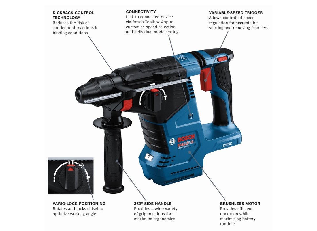 18V Brushless Connected SDS-plus® Bulldog™ 1 In. Rotary Hammer (Bare Tool)