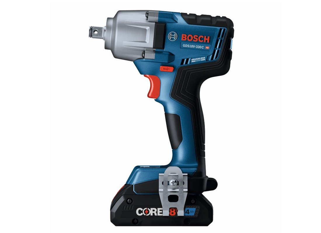 18V Brushless Connected-Ready 1/2 In. Mid-Torque Impact Wrench Kit with Friction Ring and Thru-Hole and (2) CORE18V® 4 Ah Advanced Power Batteries