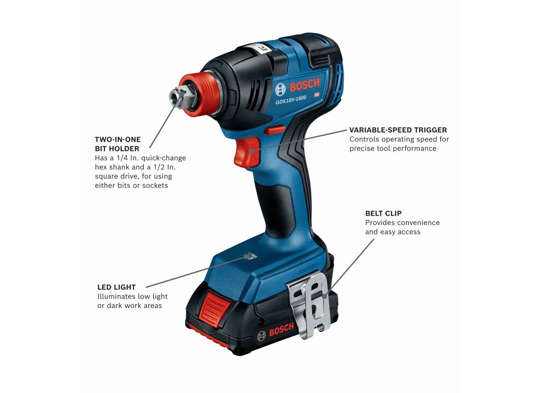 18V Two-In-One 1/4 In. and 1/2 In. Bit/Socket Impact Driver/Wrench (bare tool)