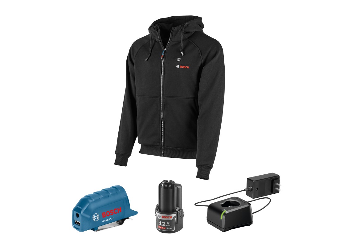 Ensemble veste à capuche chauffante 12 V Max avec adaptateur d’alimentation portatif - Taille S