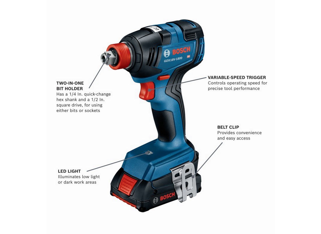18V 4-Tool Combo Kit with Two-In-One 1/4 In. and 1/2 In. Bit/Socket Impact Driver/Wrench, 1/2 In. Hammer Drill/Driver, 6-1/2 In. Circular Saw and LED Worklight with (1) CORE18V® 4 Ah Advanced Power Battery and (1) 2 Ah Standard Power Battery
