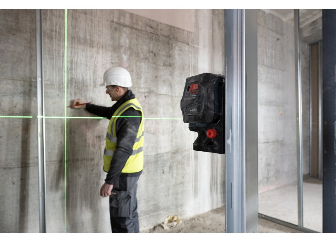 Laser croix auto-nivelant 3,7V avec faisceau vert et points d’aplomb avec batterie Li-Ion