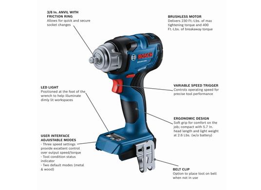 18V 3/8 In. Impact Wrench with Friction Ring (Bare Tool)