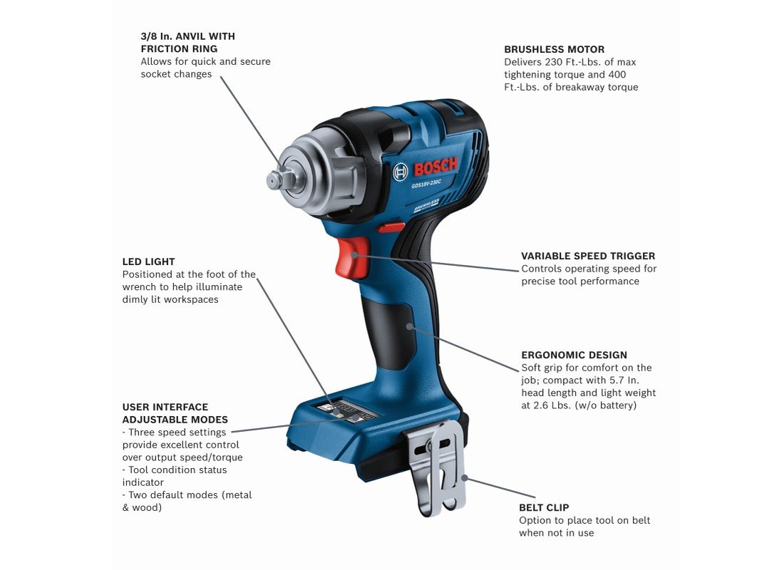 18V 3/8 In. Impact Wrench with Friction Ring (Bare Tool)