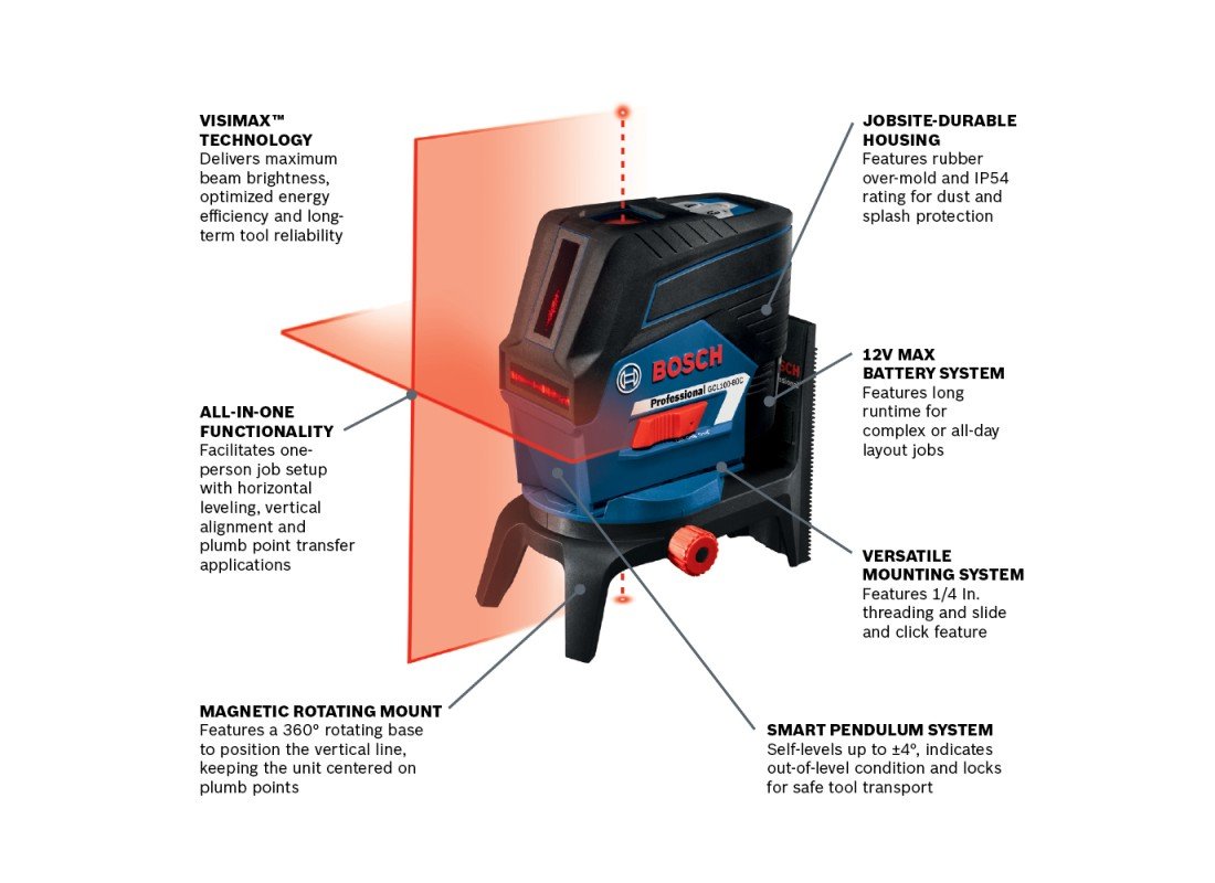 12V Max Connected Cross-Line Laser with Plumb Points