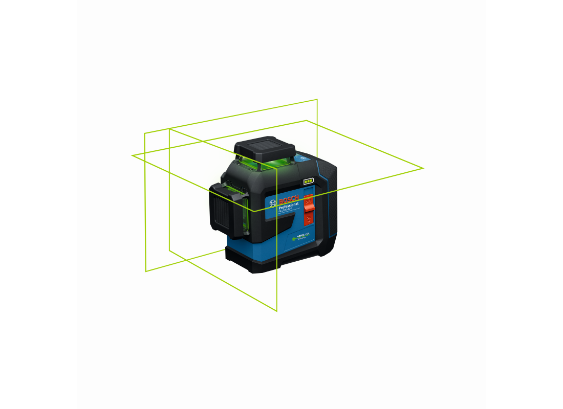 Laser lignes de nivellement/alignement à faisceau vert et à trois plans sur 360° avec batterie Li-Ion 3,7V