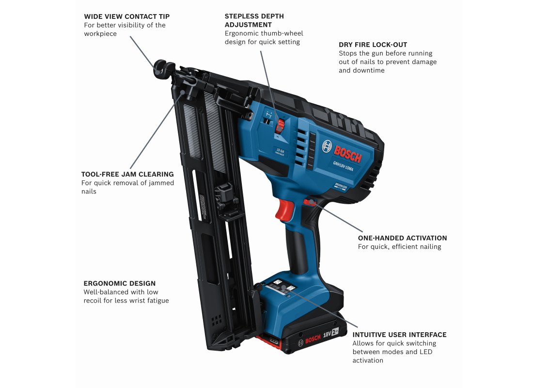 18V Brushless 15-Gauge Angled Finish Nailer Kit with (1) 2 Ah Standard Power Battery