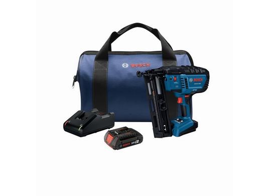 Ensemble cloueur de finition 18V Bosch incliné calibre 16 sans balais avec (1) batterie Standard Power de 2 Ah