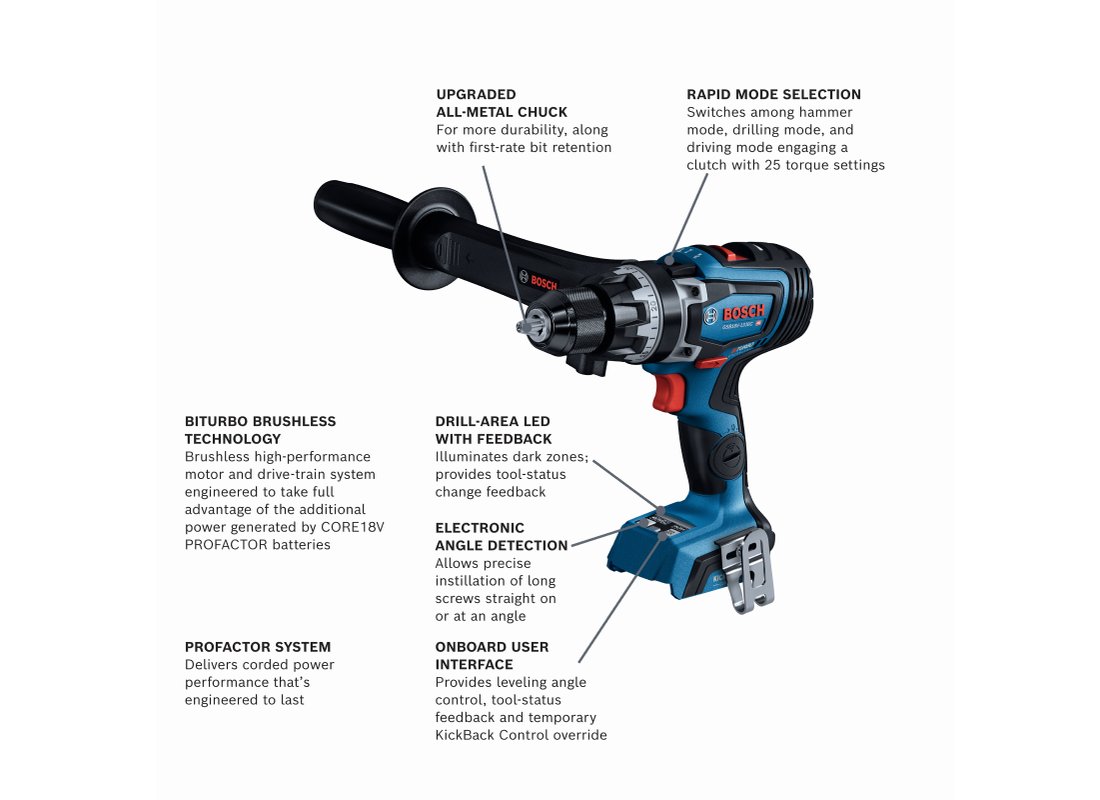 Perceuse-visseuse à percussion 18V PROFACTOR™ Connected-Ready de 1/2 po (outil seul)