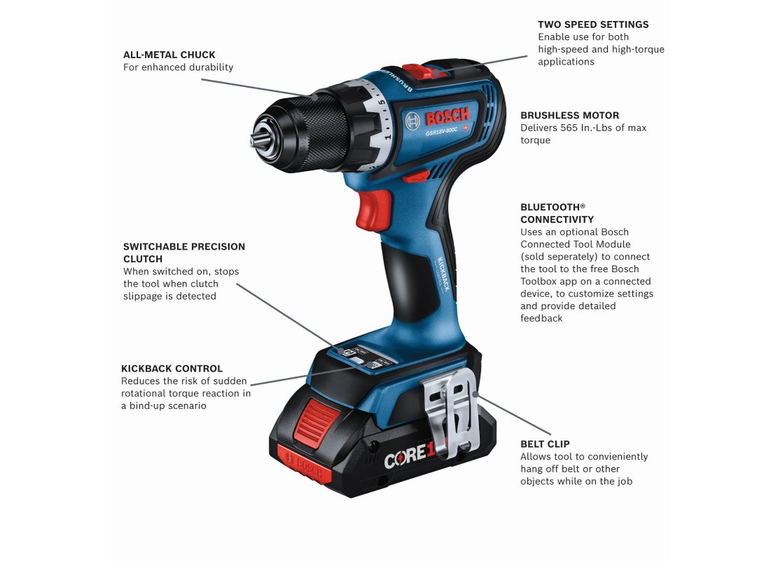 Ensemble perceuse-visseuse 18V sans balais Connected-Ready de 1/2 po avec (2) batteries Advanced Power CORE18V® 4 Ah