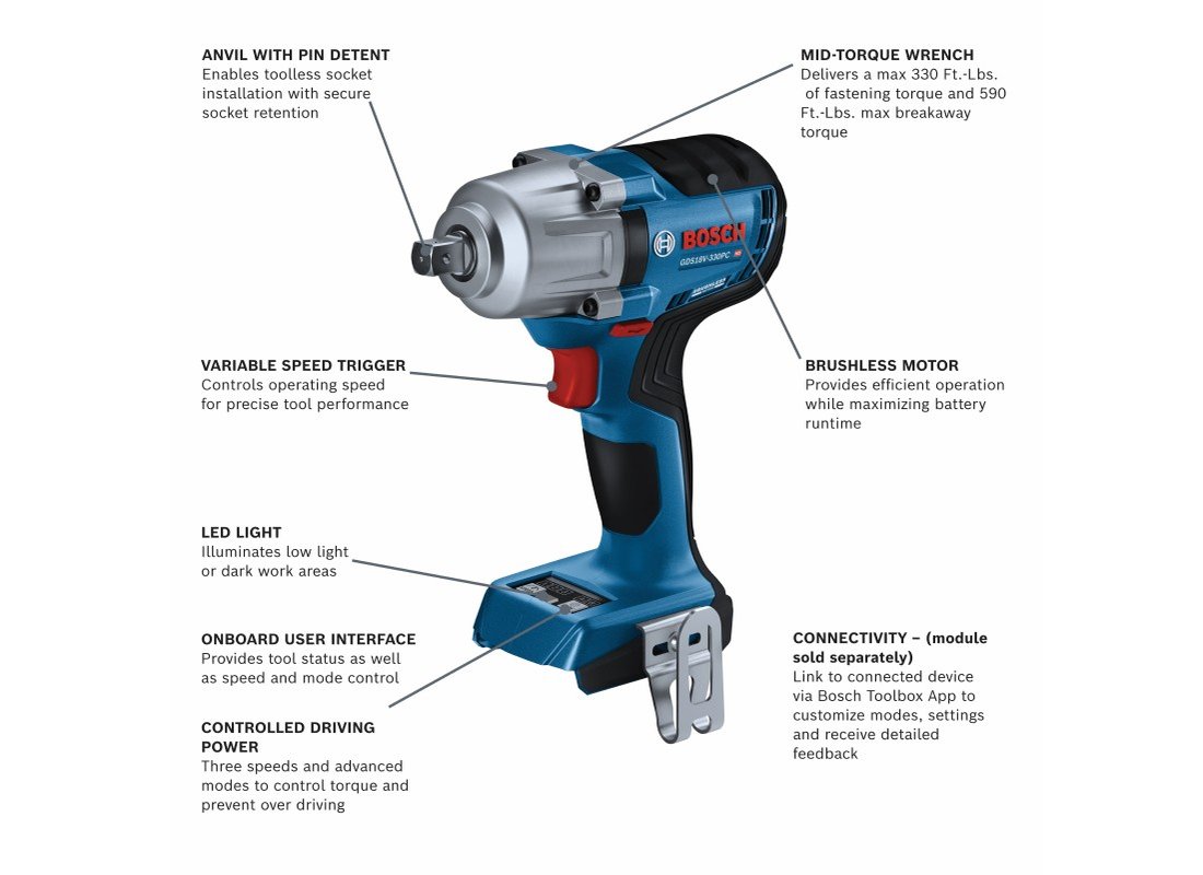 18V Brushless 1/2 In. Mid-Torque Impact Wrench with Pin Detent (Bare Tool)