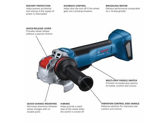 18V X-LOCK Brushless 4-1/2 In. Angle Grinder with Slide Switch (Bare Tool)