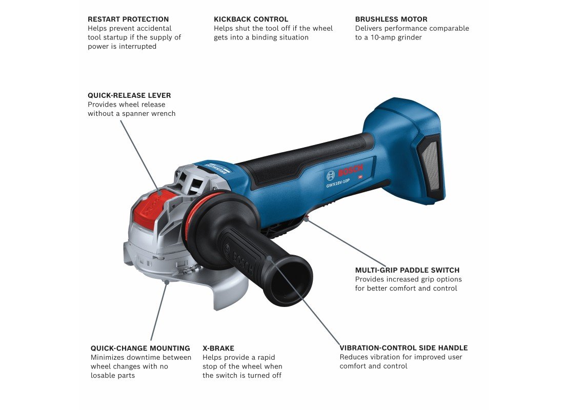 18V X-LOCK Brushless 4-1/2 – 5 In. Angle Grinder with No Lock-On Paddle Switch (Bare Tool)