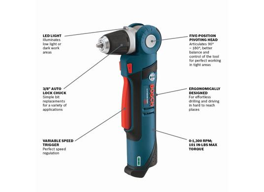 Perceuse à angle droit 12 V Max de 3/8 po (outil seul)