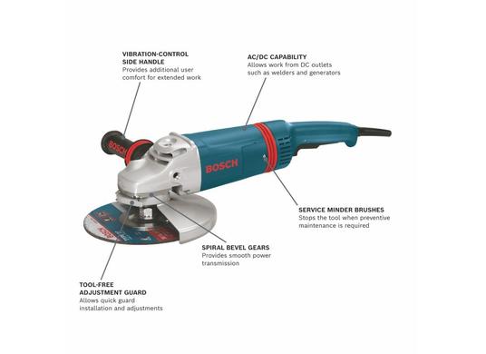 9 In. 15 A Large Angle Grinder with Rat Tail Handle