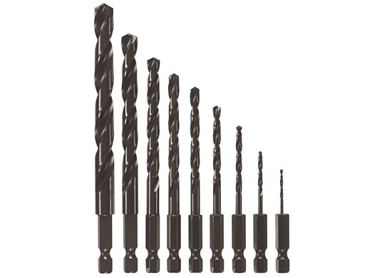 9 pc. Impact Tough™ Black Oxide Drill Bit Set