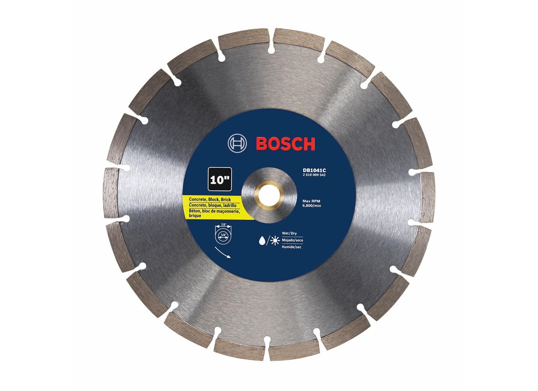 Disque diamanté segmenté premium de 10 po pour des coupes grossières universelles Bosch DB1041C