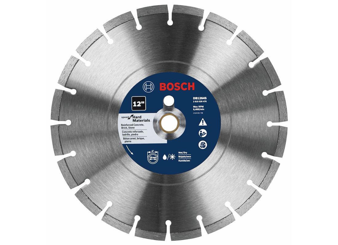 Disque diamanté et segmenté standard de 12 po pour matériaux durs Bosch DB1264S