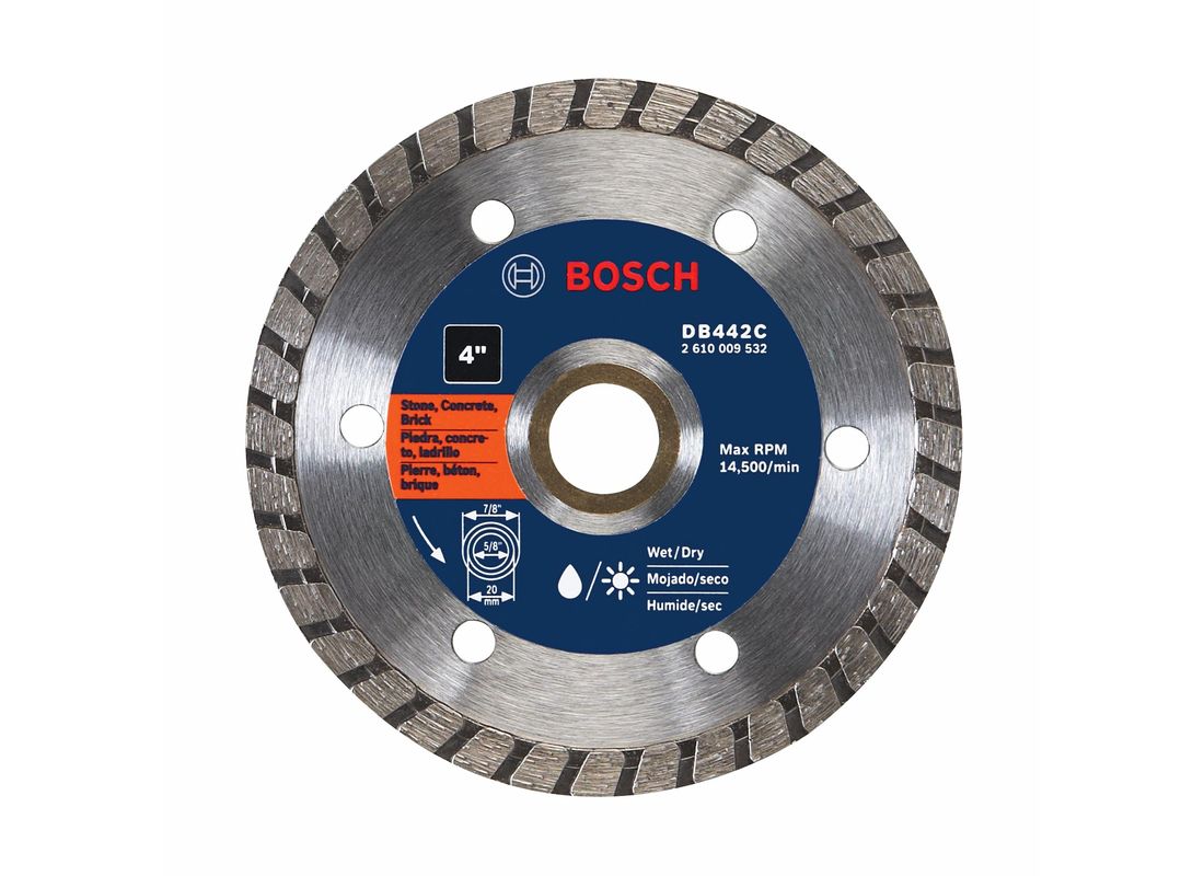 Disque diamanté premium à couronne turbo de 4 po pour des coupes nettes Bosch DB442C