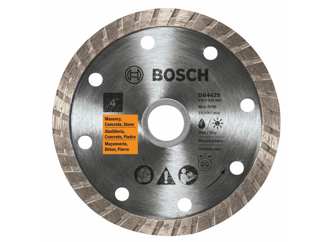 Disque diamanté standard à couronne turbo de 4 po pour des coupes nettes Bosch DB442S