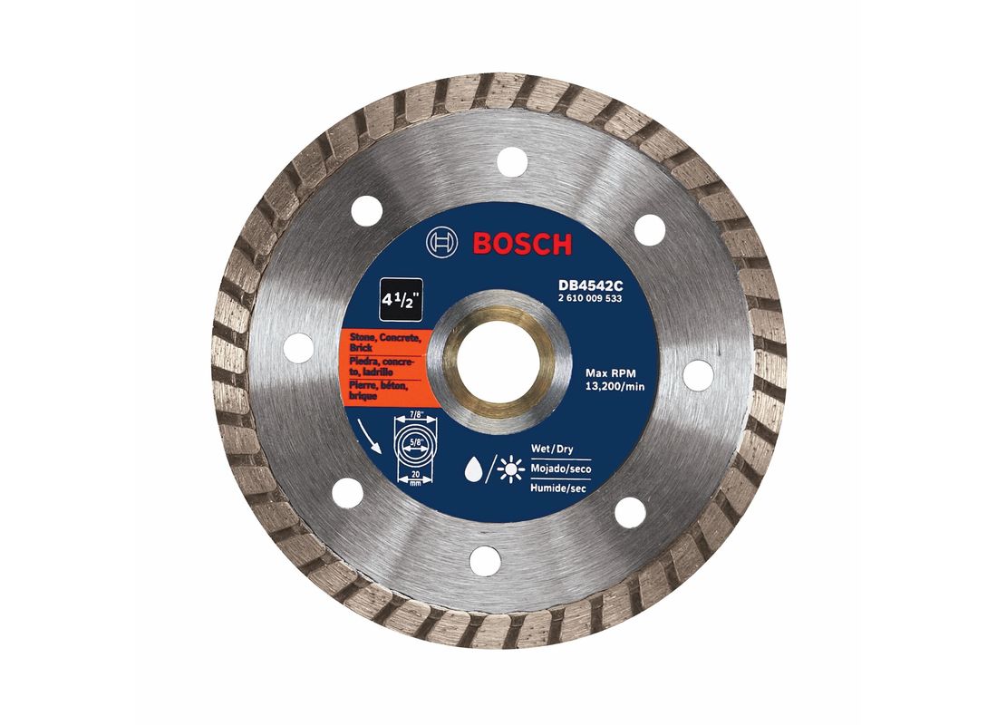 Disque diamanté premium à couronne turbo de 4-1/2 po pour des coupes nettes Bosch DB4542C