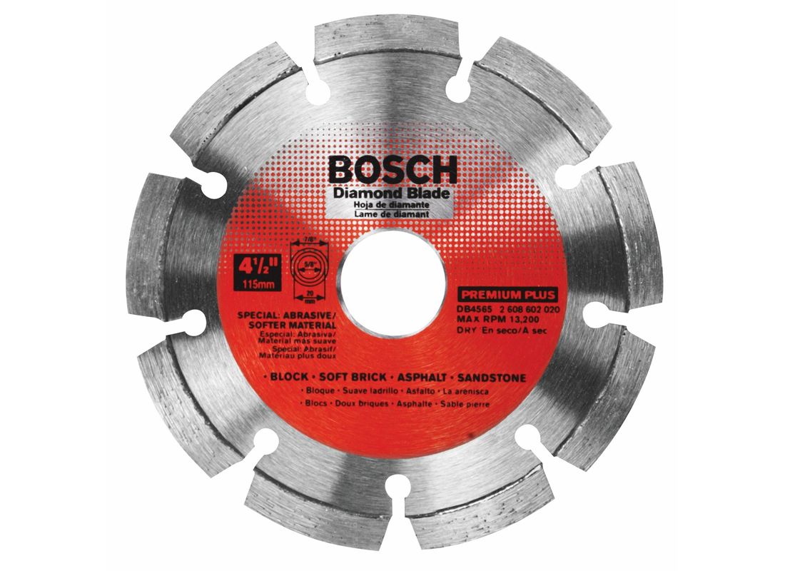 Disque diamanté premium plus à bord segmenté de 4-1/2 po pour matériaux mous Bosch DB4565