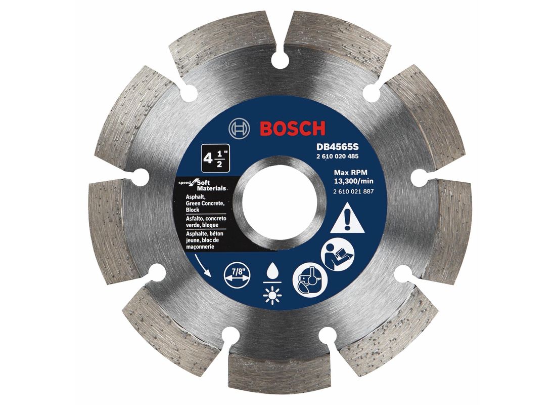 Disque segmenté diamanté standard de 4-1/2 po pour matériaux mous Bosch DB4565S