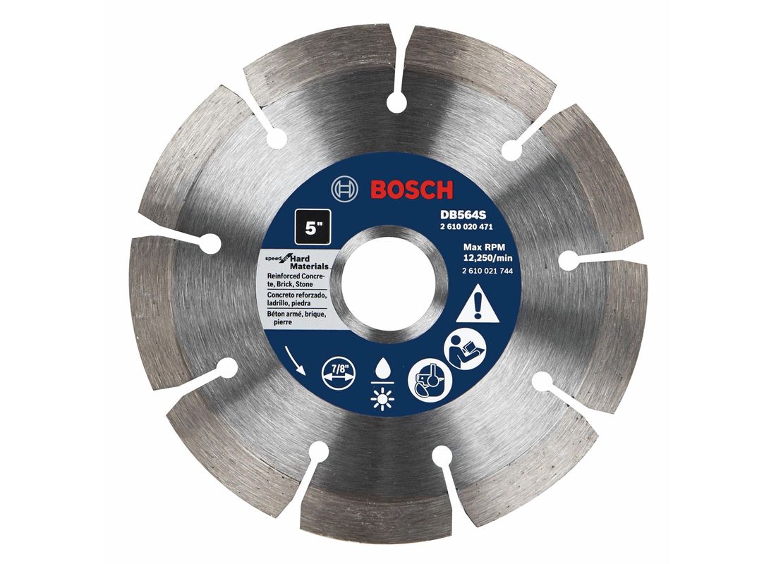 Disque diamanté et segmenté standard de 5 po pour matériaux durs Bosch DB564S