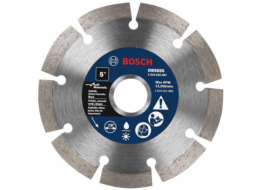 Disque diamanté et segmenté standard de 5 po pour matériaux mous Bosch DB565S