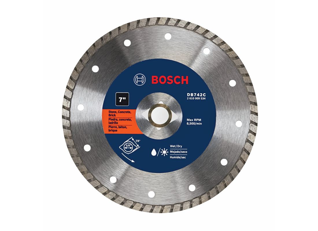 Disque diamanté premium à couronne turbo de 7 po pour des coupes nettes Bosch DB742C