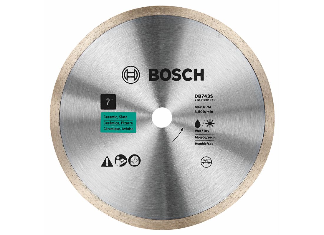 Disque diamanté à couronne de coupe standard de 7 po pour des coupes nettes Bosch DB743S