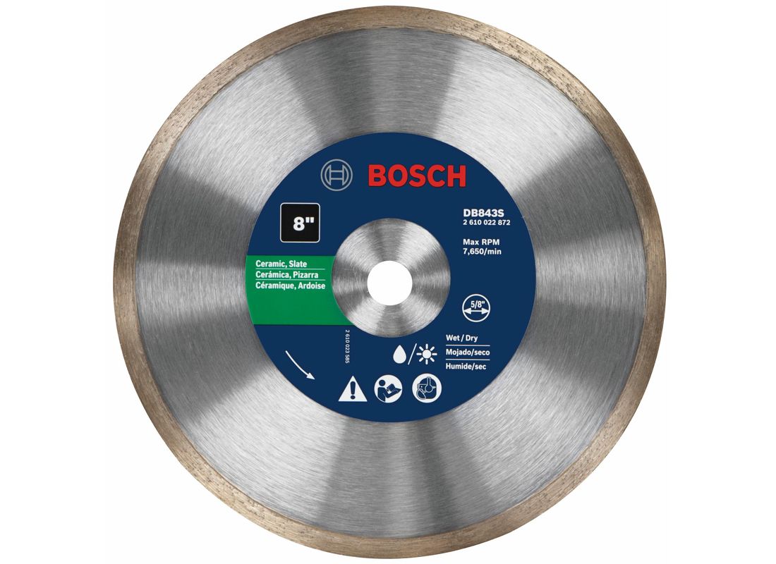 Disque diamanté à couronne de coupe standard de 8 po pour des coupes nettes Bosch DB843S