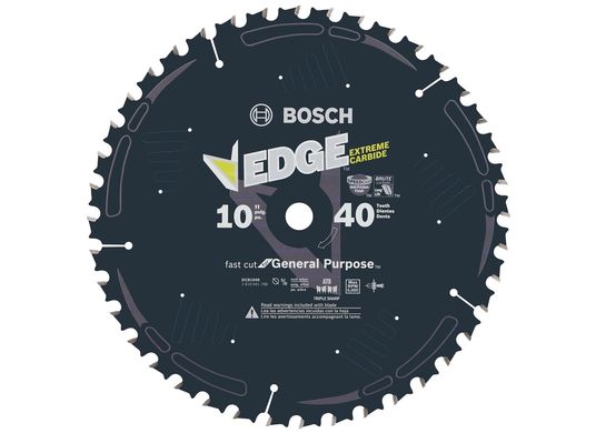 10 In. 40 Tooth Edge Circular Saw Blade for General Purpose