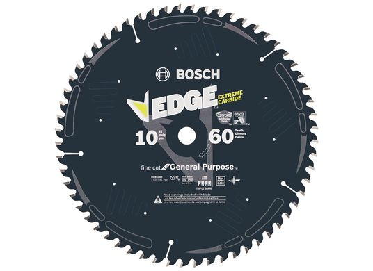 10 In. 60 Tooth Edge Circular Saw Blade for Fine Finish