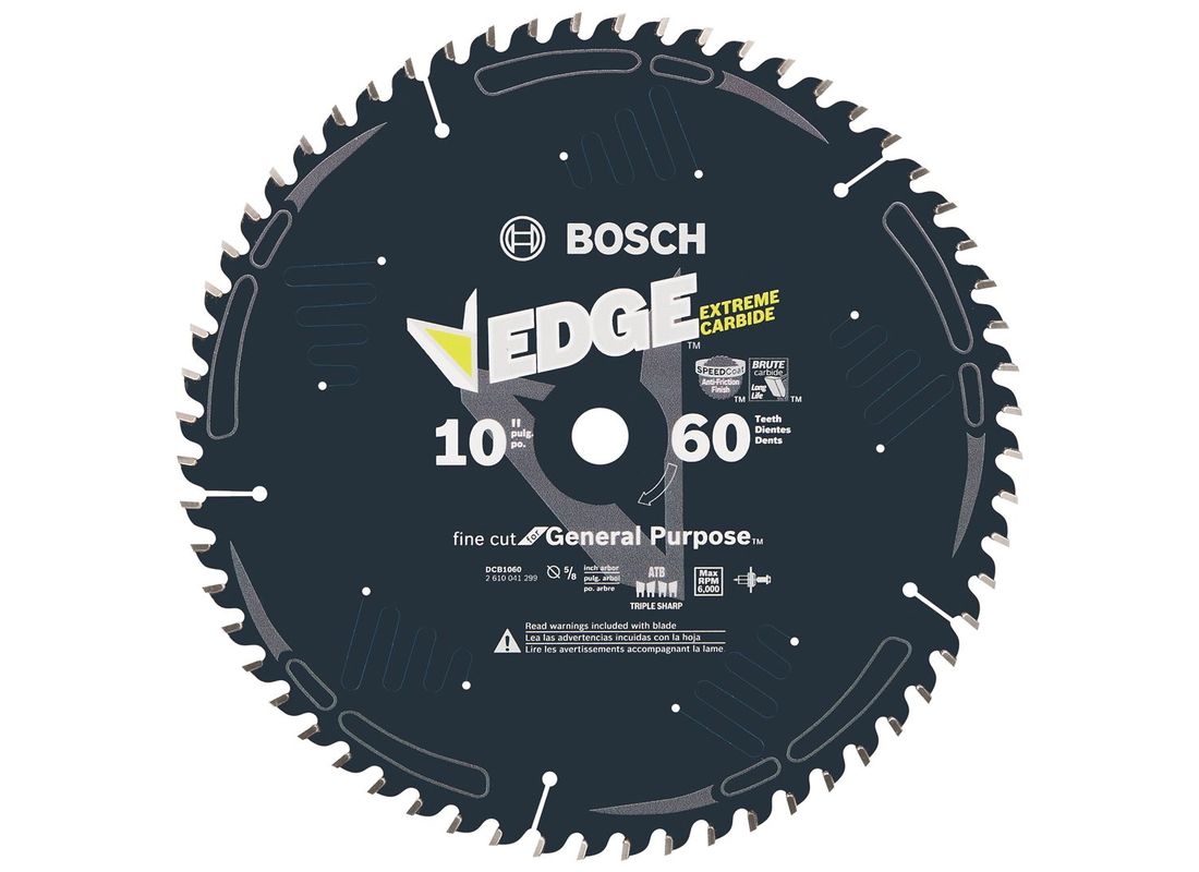 10 In. 60 Tooth Edge Circular Saw Blade for Fine Finish Bosch DCB1060