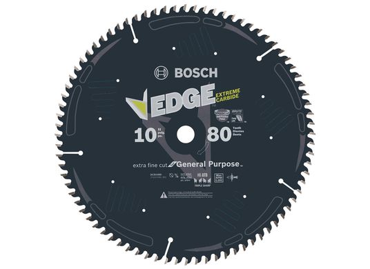 10 In. 80 Tooth Edge Circular Saw Blade for Extra-Fine Finish