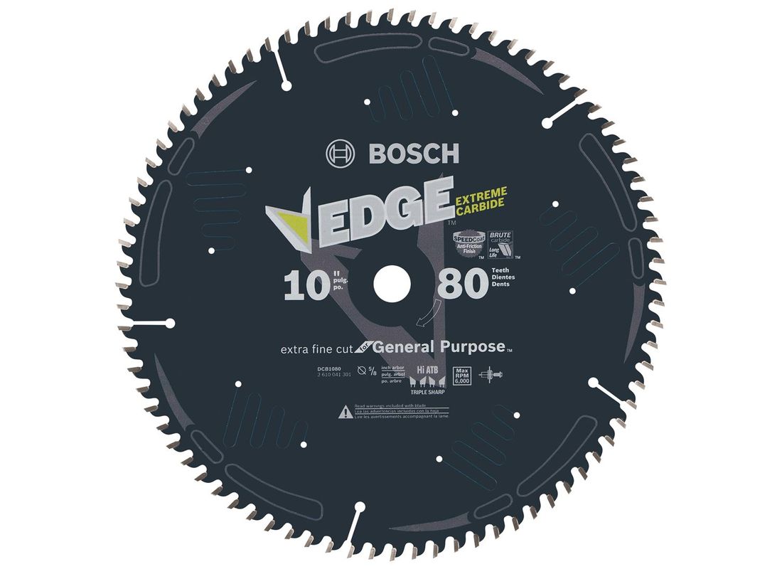 10 In. 80 Tooth Edge Circular Saw Blade for Extra-Fine Finish Bosch DCB1080