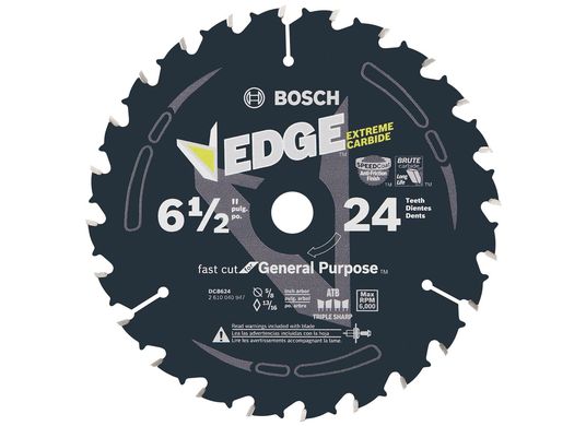 6-1/2 In. 24 Tooth Edge Circular Saw Blade for General Purpose