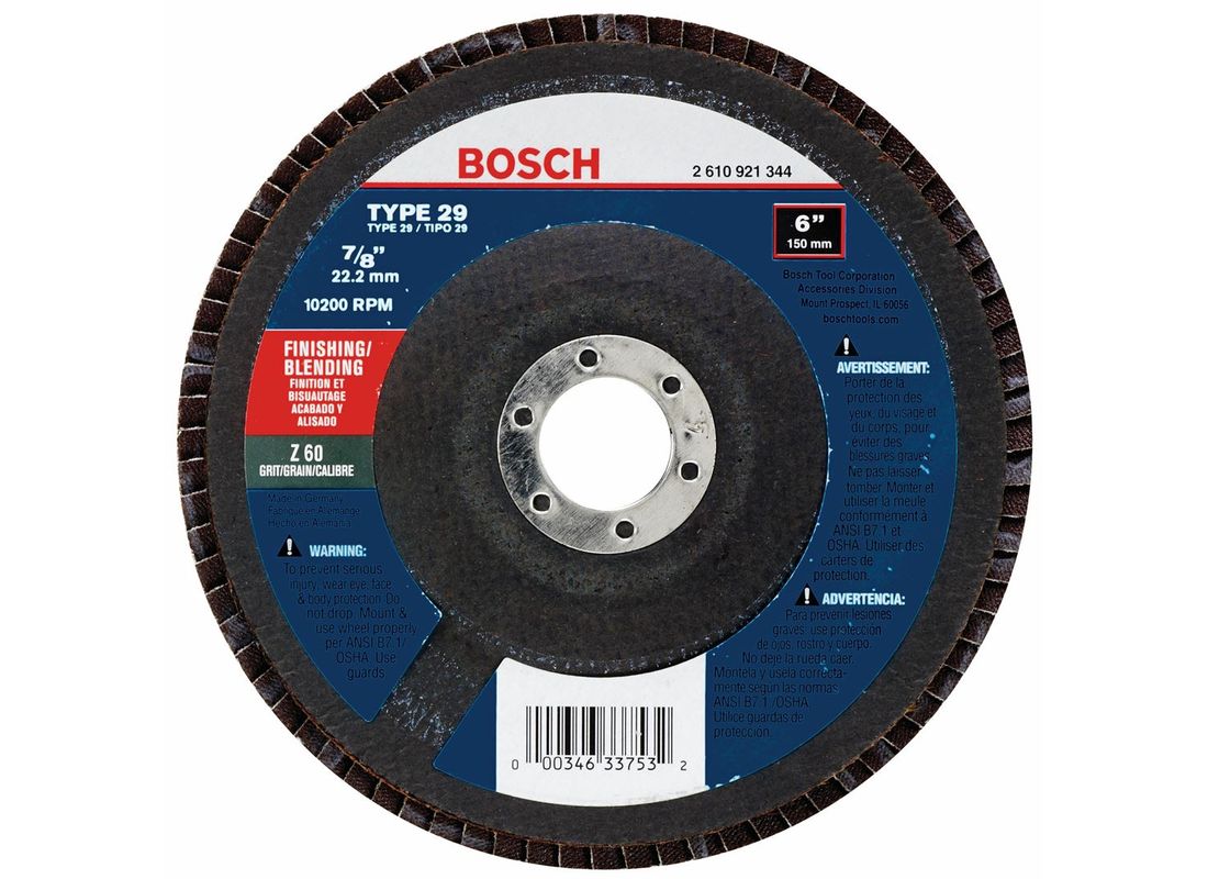 Meule abrasive de rectification/égalisation de 6 po avec abrasif type 29, grain 60, alésage de 7/8 po Bosch FD2960060