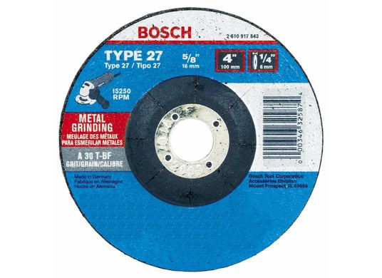 6 In. 1/4 In. 7/8 - 11 In. Arbor Type 27 30 Grit Grinding Abrasive Wheel