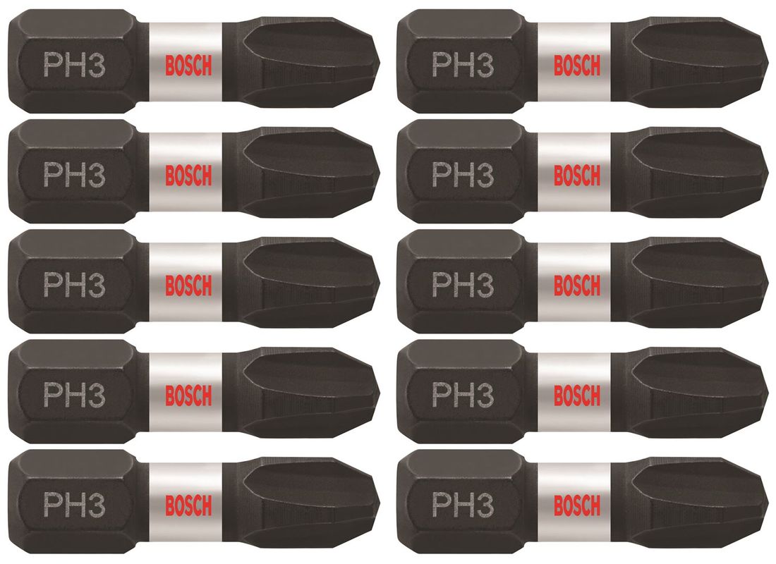 10 pc. Impact Tough™ 1 In. Phillips® #3 Insert Bits (Bulk Pack) Bosch ITPH31B