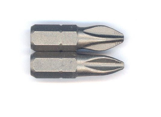 1 In., Phillips® Insert Bit, Pt. P2 Ribbed, Shank 1/4 In.