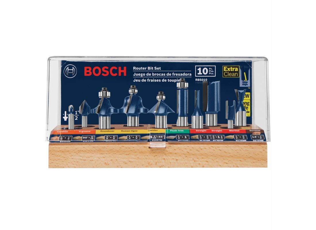 Ensemble de 10 fraises de toupie à usage multiple Bosch RBS010