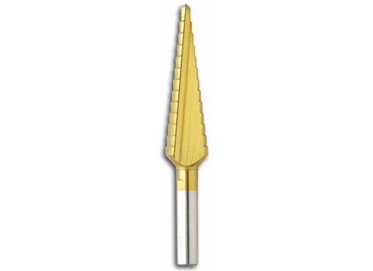 1/8 In. to 1/2 In. Titanium-Coated Step Drill Bit