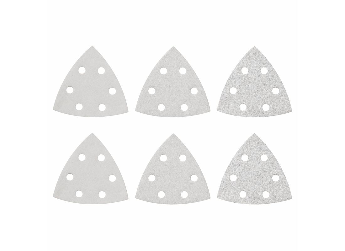 Ensemble de 6 feuilles abrasives triangulaires de couleur blanche pour ponceuses de précision, 3-1/2 po, grains assortis, pour peinture Bosch SDTW000