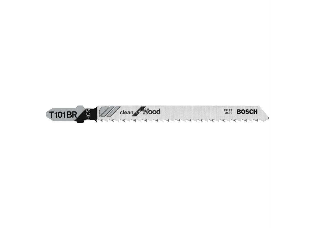 5 pc. 4 In. 10 TPI Reverse Pitch Clean for Wood T-Shank Jig Saw Blades Bosch T101BR