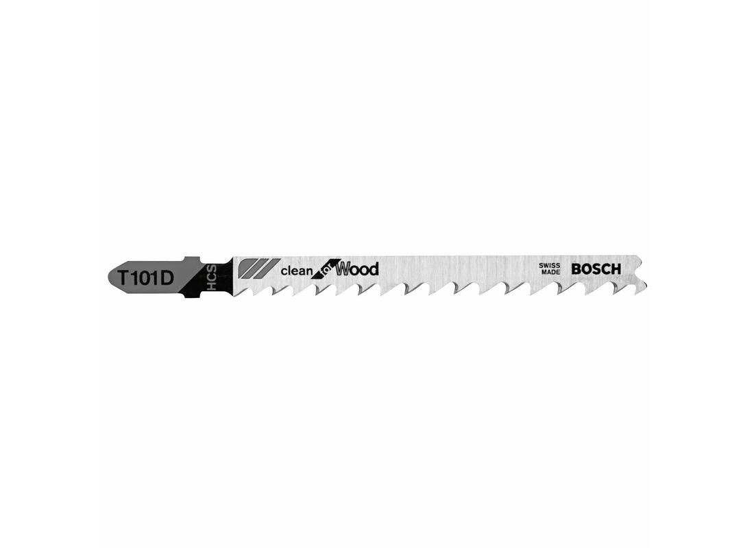 5 pc. 4 In. 6 TPI Clean for Wood T-Shank Jig Saw Blades Bosch T101D