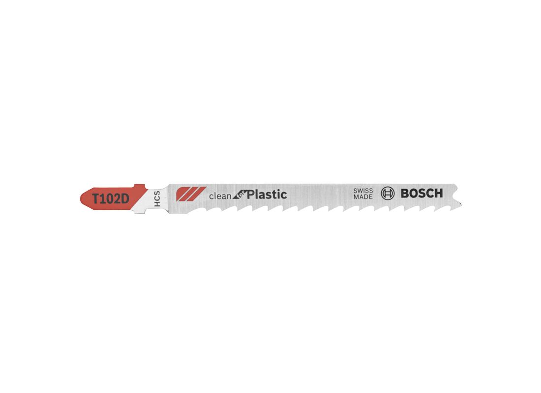 Lames de scie sauteuse en acier à haute teneur en carbone Clean for PVC de 3 po à 10 dents par pouce, 3 pièces Bosch T102H