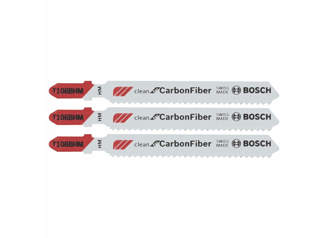 3 Pc. 2-5/8 In. 12 TPI Clean for Carbon Fiber Carbide Strip Jig Saw Blade Bosch T108BHM3